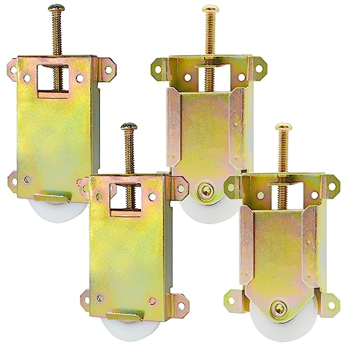 TPard Sliding Mirror Closet Door Rollers Replacement Hardware Fits Contractors Part #W8020C or Hard 1775 Wardrobe Doors Wheels, 1-1/2" Durable POM Concaved Ball Bearing Wheel, 4 Pack - Image 1
