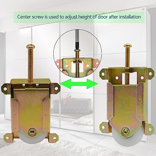 TPard Sliding Mirror Closet Door Rollers Replacement Hardware Fits Contractors Part #W8020C or Hard 1775 Wardrobe Doors Wheels, 1-1/2" Durable POM Concaved Ball Bearing Wheel, 4 Pack - Image 5