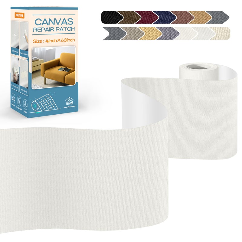 KING MOUNTAIN Canvas Repair TapeOutdoor Gear Patch 463 InchesWaterproofSelfAdhesive for Repairing Boat CoversSun ShadesSofasTentsLounge ChairsAwnings White10