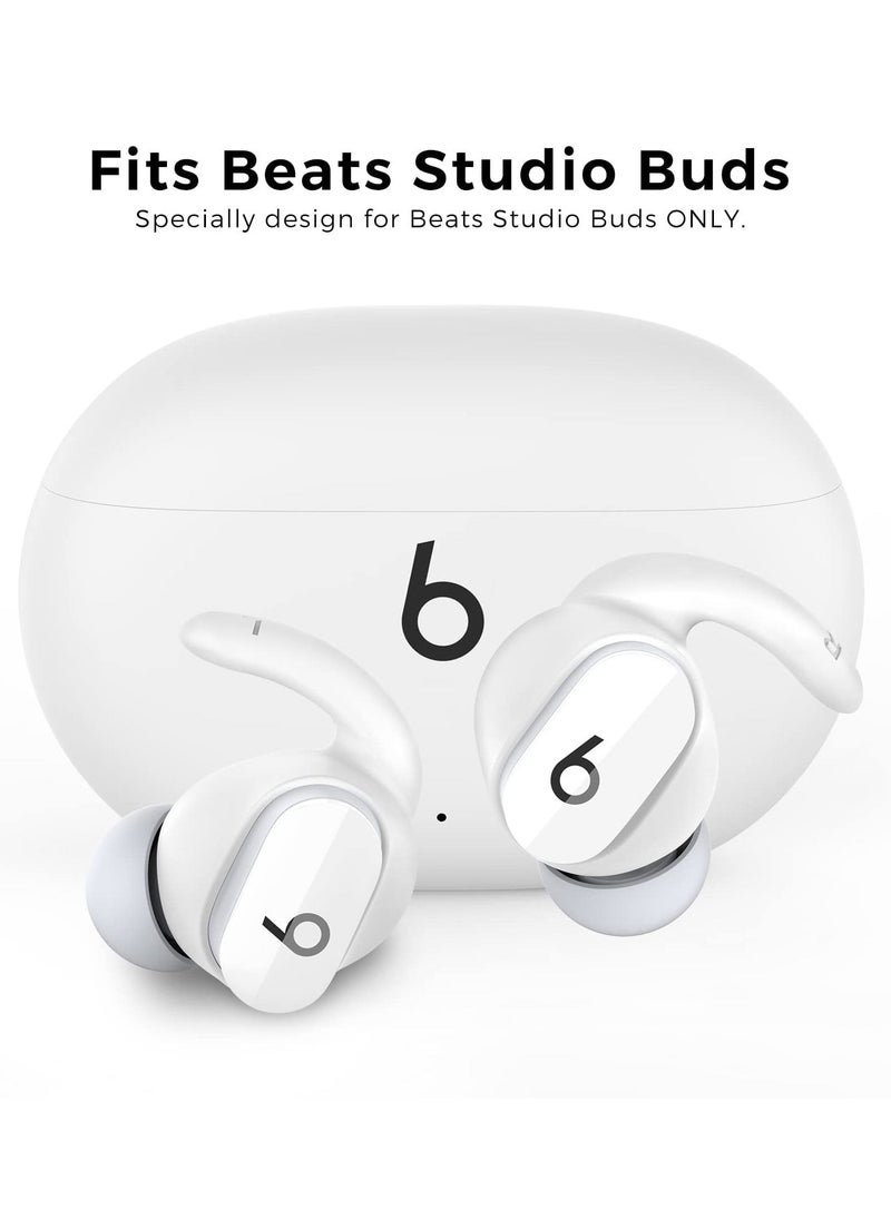 KASTWAVE - Anti-Slip Ear Covers Silicone Accessories, 3 Pairs Beats Studio Buds Ear Hooks, (Not Fit in The Charging Case) Compatible with New Beats Studio Buds 2021 (White) - Image 1