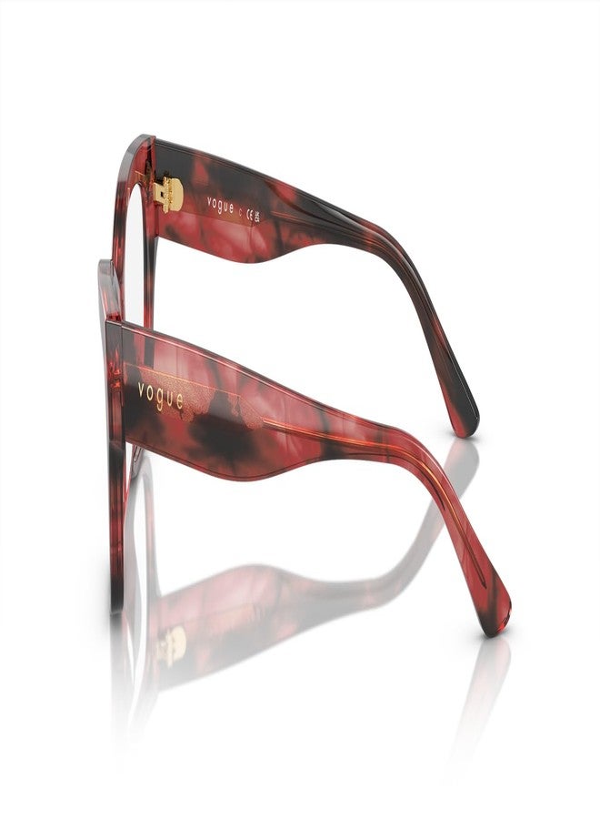 Vogue Eyewear Women's VO5523F Low Bridge Fit Cat Eye Prescription Eyewear Frames, Red Havana/Demo Lens, 54 mm - Image 3