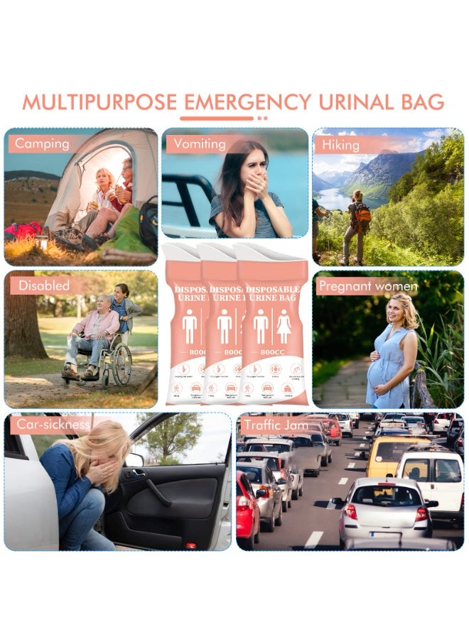 DOUGEI Disposable Urine Bag, 24 PCS Pee Bags for Travel for Women/Men, 800ML Emergency Portable Urinal Bag and Vomit Bags, Unisex Urinal Bag for Camping, Traffic Jams, Pregnant, Patient, Kids - Image 2