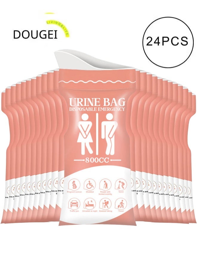 DOUGEI Disposable Urine Bag, 24 PCS Pee Bags for Travel for Women/Men, 800ML Emergency Portable Urinal Bag and Vomit Bags, Unisex Urinal Bag for Camping, Traffic Jams, Pregnant, Patient, Kids - Image 1