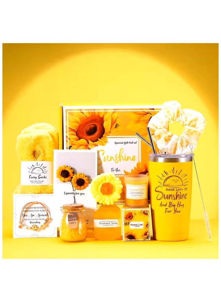 Remy Belle Embrace the Beauty of Sending Sunshine Gifts for Women:10 Pcs Sunflower Gifts Care Package  - Image 1