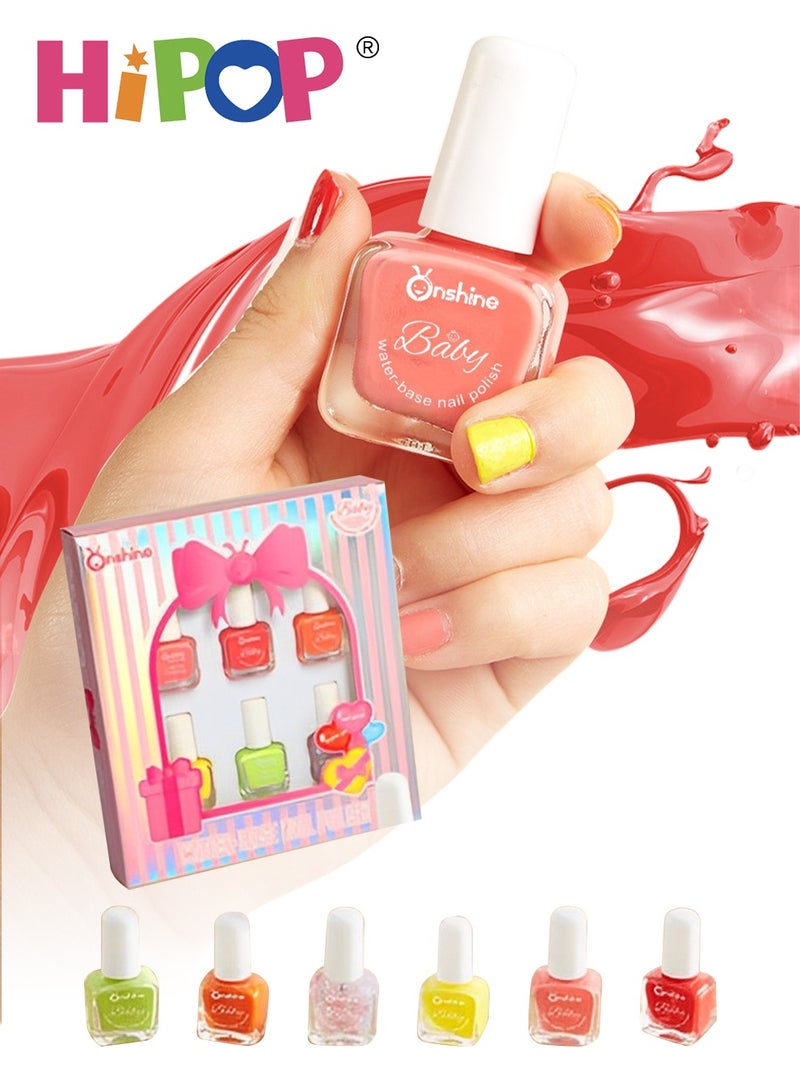 HIPOP 6 in 1 Nail Polish Set for Kids,Non-Toxic and Safe Makeup Set,Using Natural Environmental Protection Resin,Cosmetics Toys as Gifts Girls - Image 1