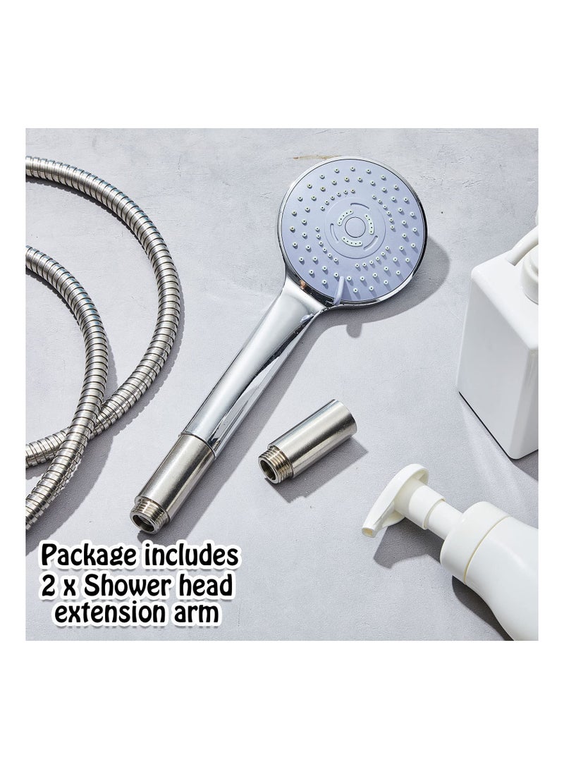 2-Pack Stainless Steel Shower Head Extension Arm, 1/2PT Male to 1/2PT Female Thread Adapter, 2-Inch Shower Pipe Fitting Coupler for Enhanced Shower Experience. - Image 2