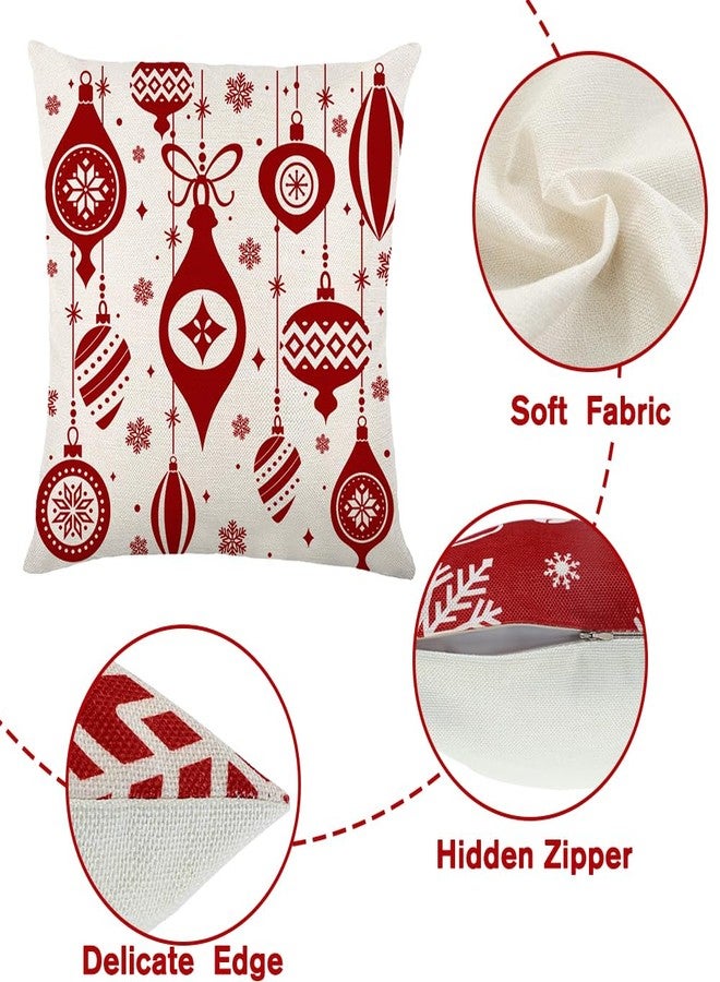 YUJUN 4 Pack Christmas Pillow Covers Decoration,18x18in Buffalo Plaid Farmhouse Red Christmas Winter Throw Pillows Cushion Case Couch Decor for Christmas Home Outdoor Decorations - Image 3
