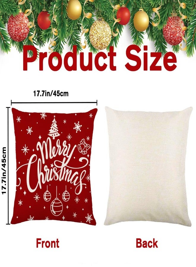 YUJUN 4 Pack Christmas Pillow Covers Decoration,18x18in Buffalo Plaid Farmhouse Red Christmas Winter Throw Pillows Cushion Case Couch Decor for Christmas Home Outdoor Decorations - Image 2