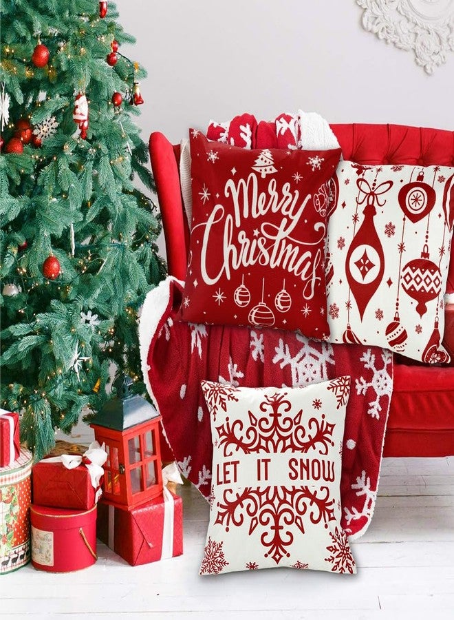 YUJUN 4 Pack Christmas Pillow Covers Decoration,18x18in Buffalo Plaid Farmhouse Red Christmas Winter Throw Pillows Cushion Case Couch Decor for Christmas Home Outdoor Decorations - Image 4