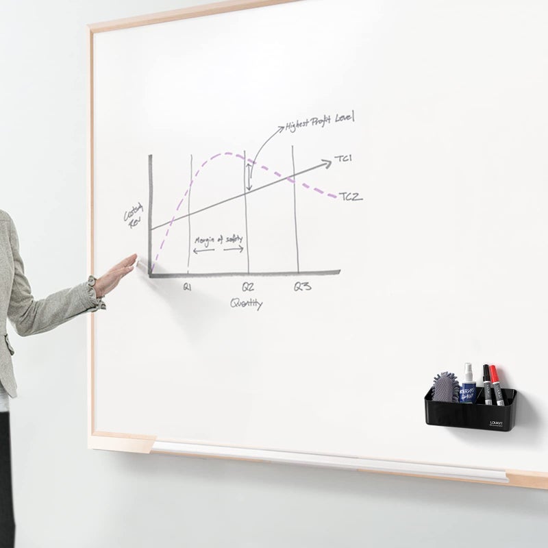 LOUKin Magnetic and Adhesive Marker Holder, Dry Erase Accessory Tray Set (Includes 1 Eraser, 1 Cleaner, 2 Dry Erase Markers and 6 Magnets), Ideal for Office, School or Home Use. - Image 2