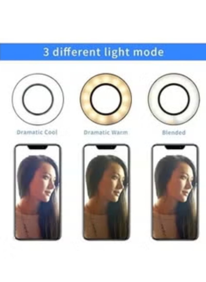 ELTRAZONE Selfie Ring Light with Cell Phone Holder Stand for Live Stream/Makeup, LED Camera Lighting [3-Light Mode] with Flexible Arms Compatible with Cell Phones and Camera  - Image 2