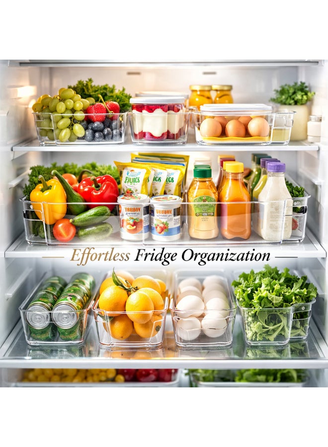 Homesmiths Refrigerator Organizer Bin, Narrow, L 37.5 x B 11 x H 10 cm | BPA-Free Clear Fridge Storage Containers with Handles | Stackable Kitchen Storage Baskets for Pantry, Freezer & Cabinet Organization - Image 4