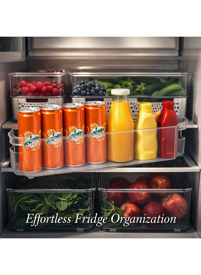 Homesmiths Refrigerator Organizer Bin, Narrow, L 37.5 x B 11 x H 10 cm | BPA-Free Clear Fridge Storage Containers with Handles | Stackable Kitchen Storage Baskets for Pantry, Freezer & Cabinet Organization - Image 3