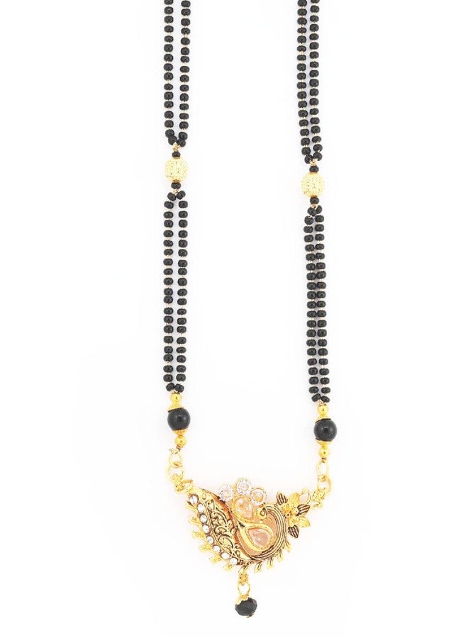 Untouched 24 inches Golden Matte Finish With American Diamond Peacock Mangalsutra For Woman - Image 1