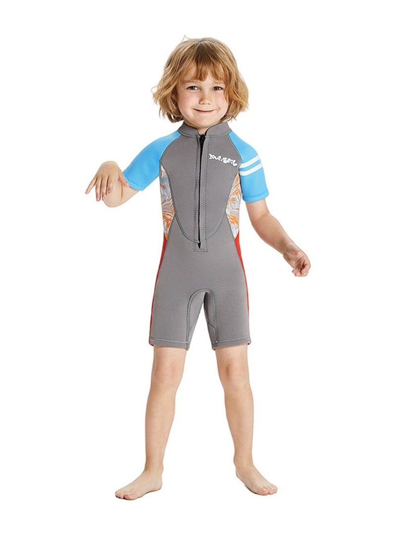 DIVE & SAIL - Keep Warm Children Diving Suit Three-layer High Elastic Wetsuit For Boys Grey - Image 1