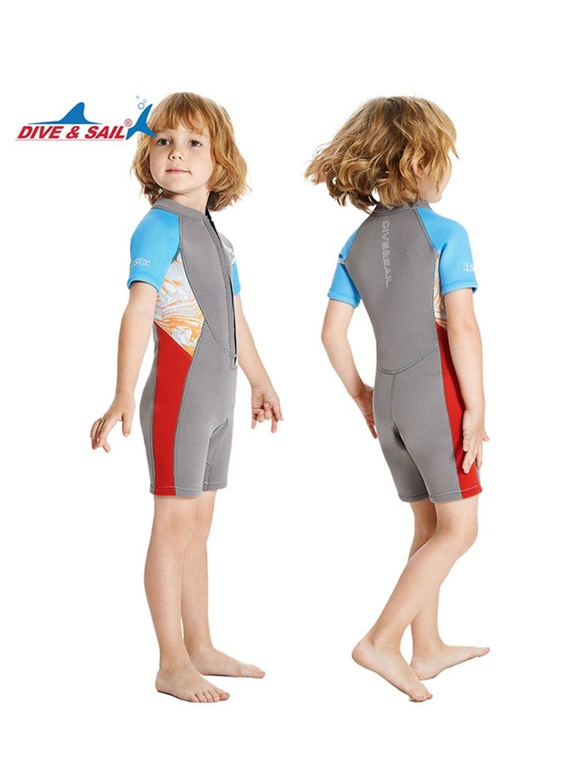 DIVE & SAIL - Keep Warm Children Diving Suit Three-layer High Elastic Wetsuit For Boys Grey - Image 1