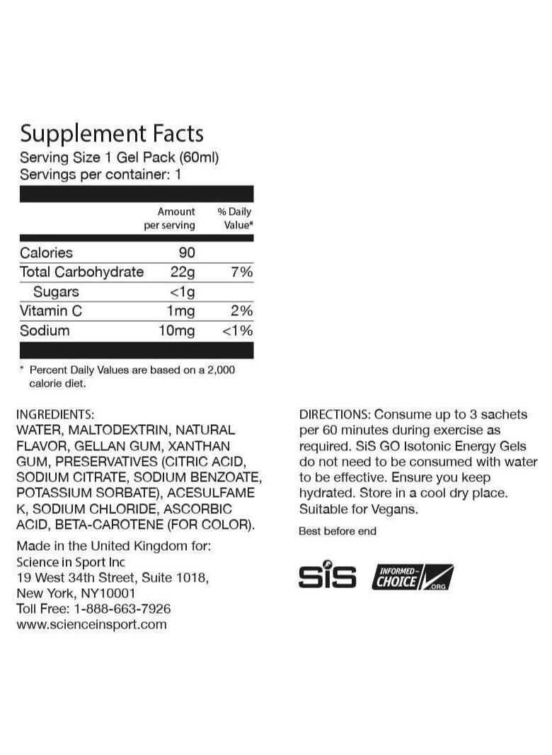 SIS - GO Isotonic Energy Gels, Orange Flavour, 60 ml Per Serving (15 Pack) - Image 1
