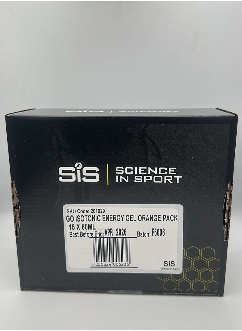 SIS - GO Isotonic Energy Gels, Orange Flavour, 60 ml Per Serving (15 Pack) - Image 1