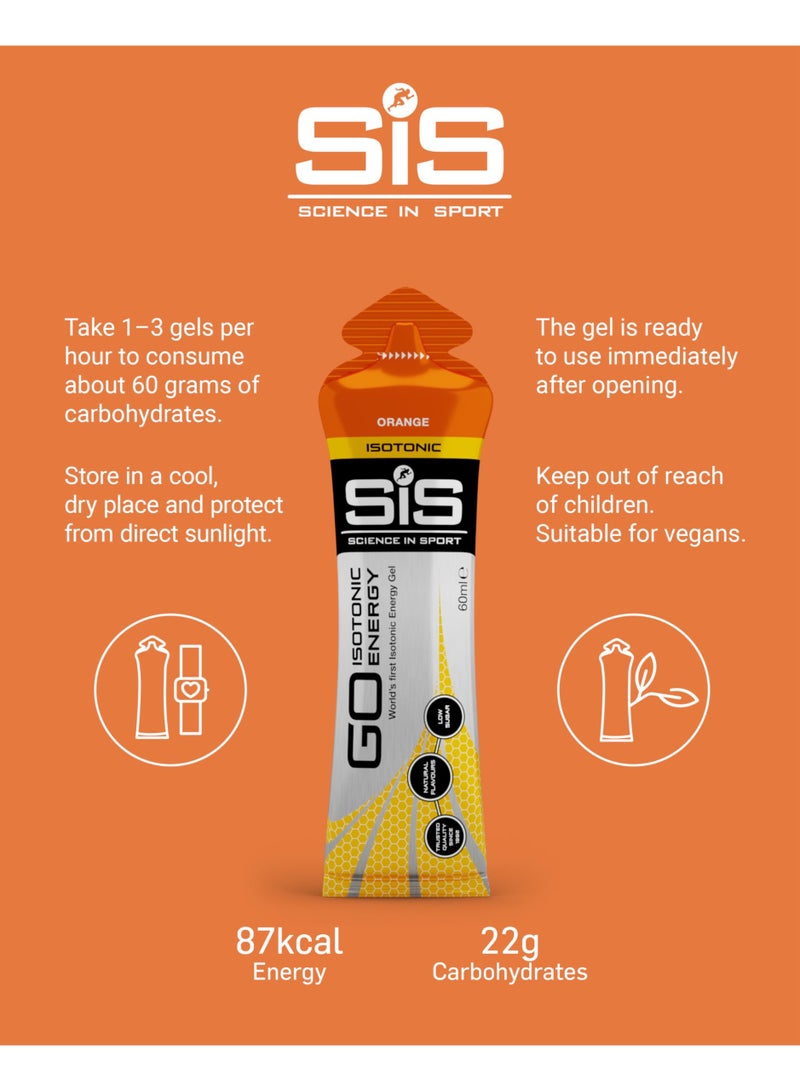 SIS GO Isotonic Energy Gels | 22g Carbohydrates | Low Sugar | Easily Digestible | Gluten Free | No Water Needed | Running Gels | Orange Flavour | 15 Pack - Image 4