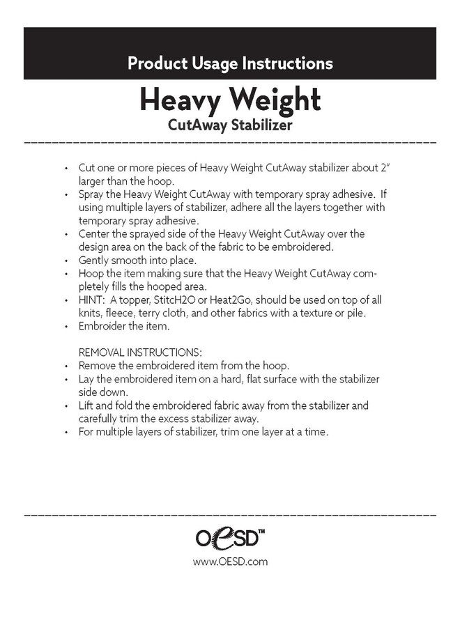 OESD Heavy Weight Cut Away Embroidery Stabilizer 20" x 10 Yd Roll - Image 3