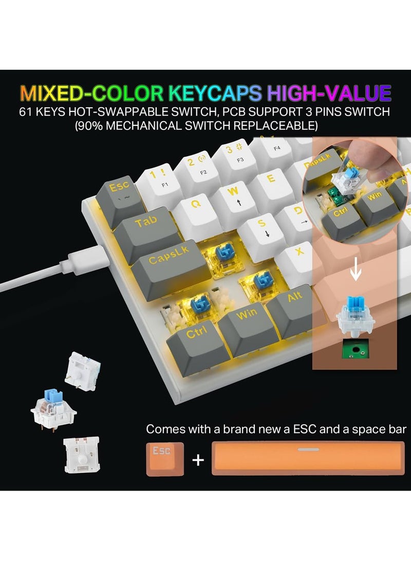 E-YOOSO Z-11 Mechanical Keyboard, Blue Switches Wired Mechanical Gaming Keyboard with LED Backlit for Windows, Mac OS