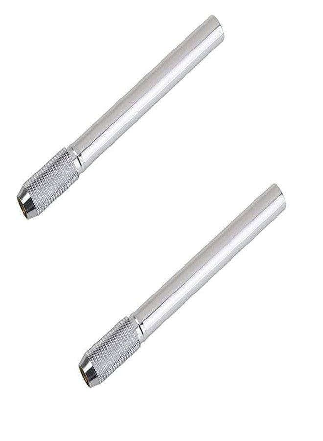 Rosojodg 2Pcs Silver Pencil Extenders Dual Head Pencil Extender for Artists Adjustable Metal Handle Pen Holder Lengthener for School Office Professional, Pen Desk Accessories - Image 1