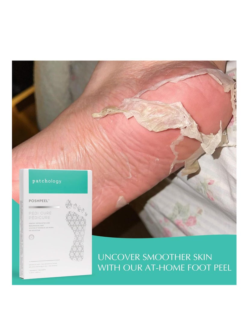 Patchology - Patchology PoshPeel Pedi Cure - Foot Peel Mask Soak Treatment, Pedicure Foot Spa, Feet Peeling Mask, Pedicure Booties w/Deep Exfoliation for Baby-soft Skin, Pedicure Supplies for Foot Care, 1 Pair - Image 1