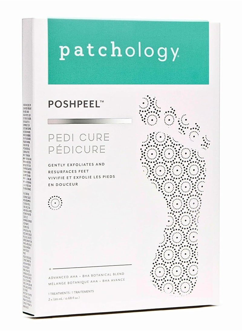 Patchology - Patchology PoshPeel Pedi Cure - Foot Peel Mask Soak Treatment, Pedicure Foot Spa, Feet Peeling Mask, Pedicure Booties w/Deep Exfoliation for Baby-soft Skin, Pedicure Supplies for Foot Care, 1 Pair - Image 1