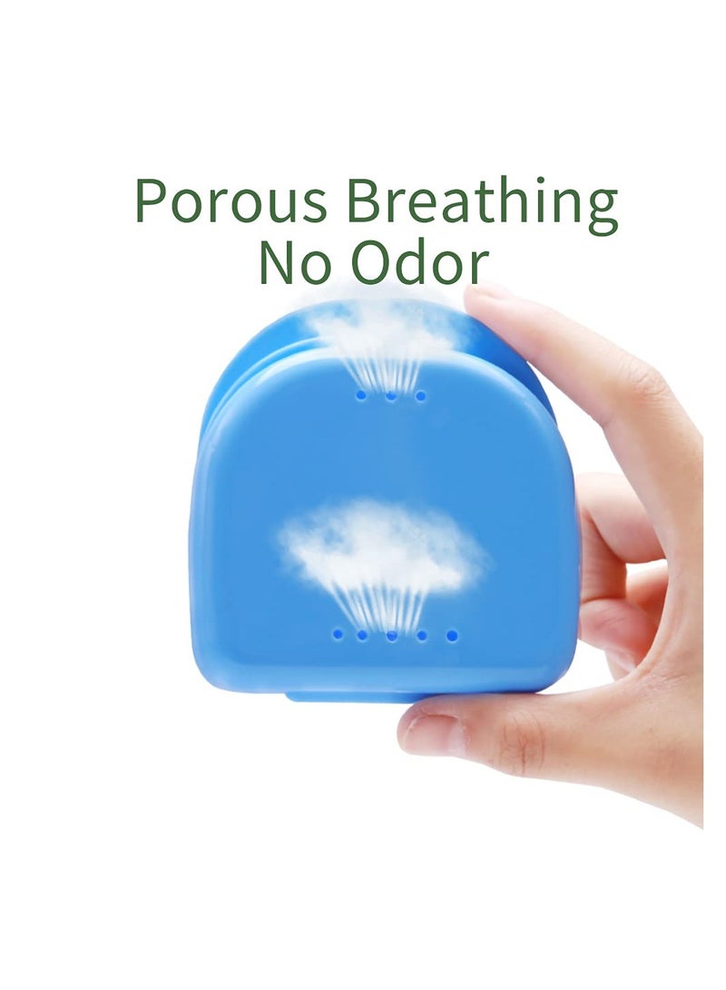 صندوق وحافظة تقويم الأسنان لتخزين أطقم الأسنان، وواقي الفم الجزئي مع فتحات تهوية - متوفر باللون الوردي والأزرق الفاتح والأبيض - Image 3