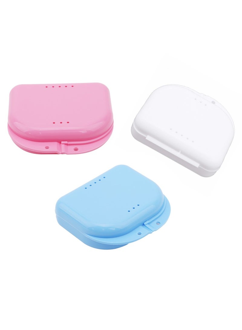 صندوق وحافظة تقويم الأسنان لتخزين أطقم الأسنان، وواقي الفم الجزئي مع فتحات تهوية - متوفر باللون الوردي والأزرق الفاتح والأبيض - Image 5