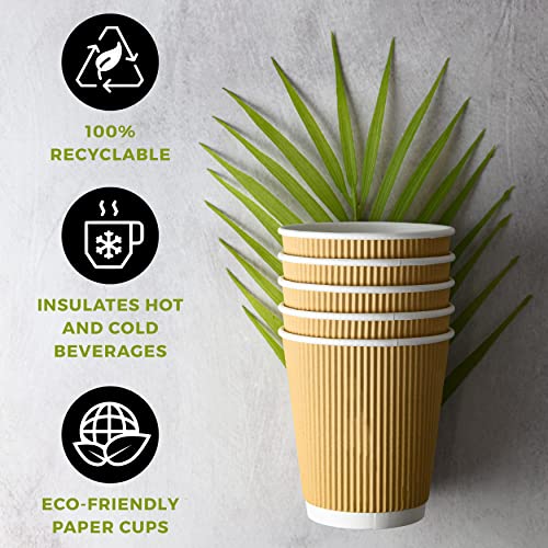 EOS- BUILDING TRUST Ripple Paper Non Slip Cups with Leak Proof & Three Corrugated Layer Ideal for Hot, Cold Hot Coffee/Drinks for Party (200 ml, 50 Pcs, Brown) (50) - Image 2