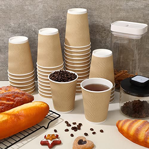 EOS- BUILDING TRUST Ripple Paper Non Slip Cups with Leak Proof & Three Corrugated Layer Ideal for Hot, Cold Hot Coffee/Drinks for Party (200 ml, 50 Pcs, Brown) (50) - Image 4