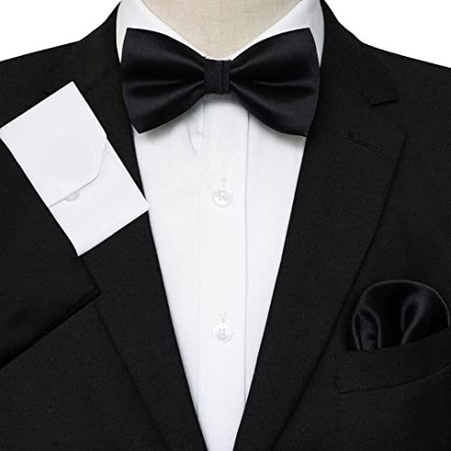 Young Arrow Premium Satin Bow Tie for Men | Adjustable Neckband for Perfect Fit | Handcrafted Bow Tie for Suits, Blazers & Tuxedo for Formal Events & Weddings (Space Black) - Image 2