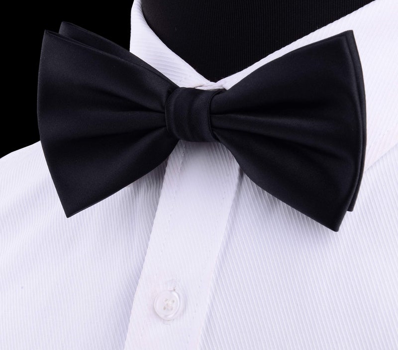 Young Arrow Premium Satin Bow Tie for Men | Adjustable Neckband for Perfect Fit | Handcrafted Bow Tie for Suits, Blazers & Tuxedo for Formal Events & Weddings (Space Black) - Image 3