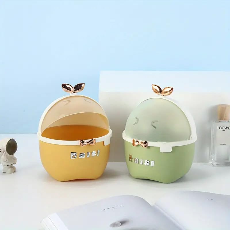 Juflix Juflix Desktop Trash Can with Lid, Animal Shape Cute Trash Can, Leakproof Plastic Kids Trash Can, Non Slip Mini Trash Can for Bedroom, Bathroom, Office, Dressing Table  - Image 3