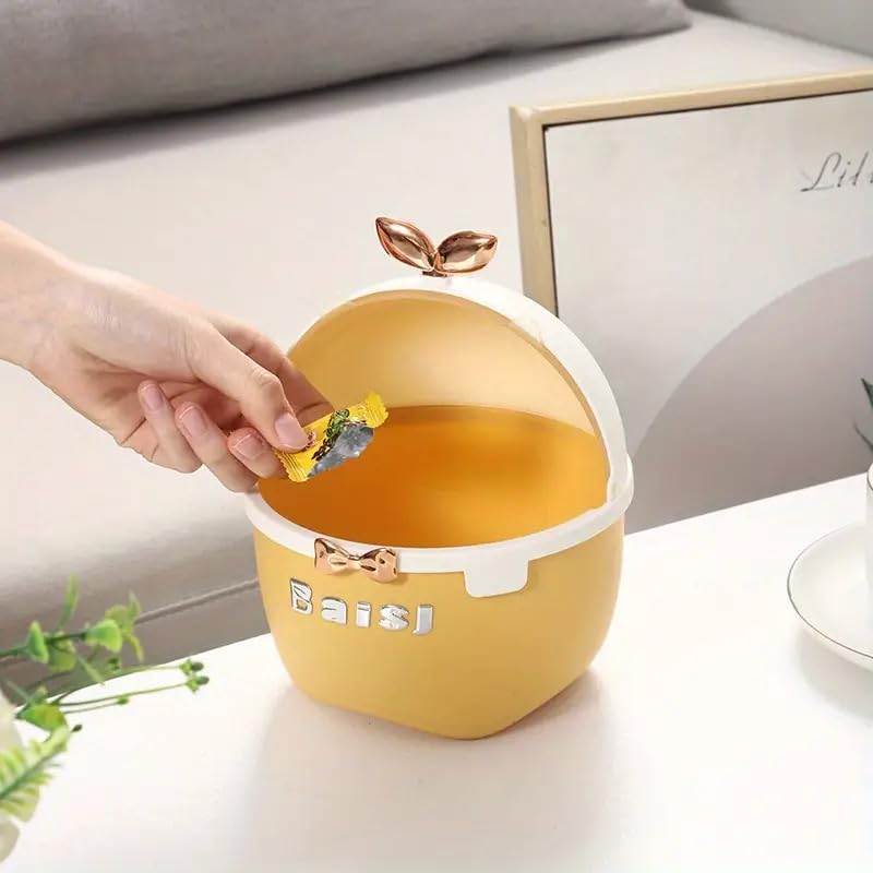 Juflix Juflix Desktop Trash Can with Lid, Animal Shape Cute Trash Can, Leakproof Plastic Kids Trash Can, Non Slip Mini Trash Can for Bedroom, Bathroom, Office, Dressing Table  - Image 2
