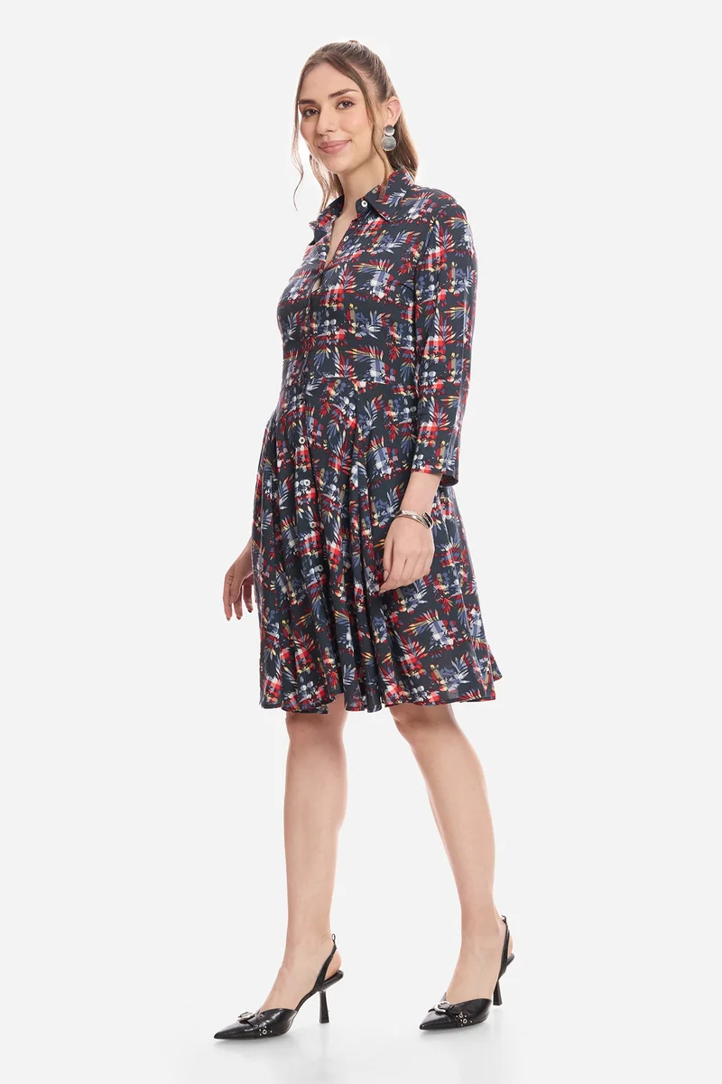 Virgio  Floral Cotton Mini Shirt Dress for Women for Women | Best Price UAE