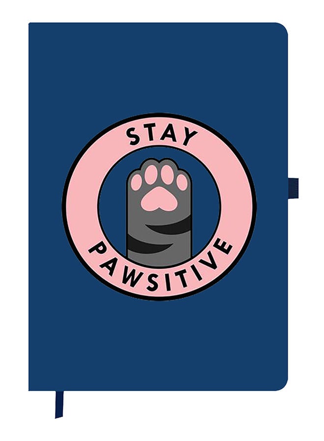 Theodor Designer A5 Thick Blue Hardcover Notebook Stay Pawsitive - Image 1