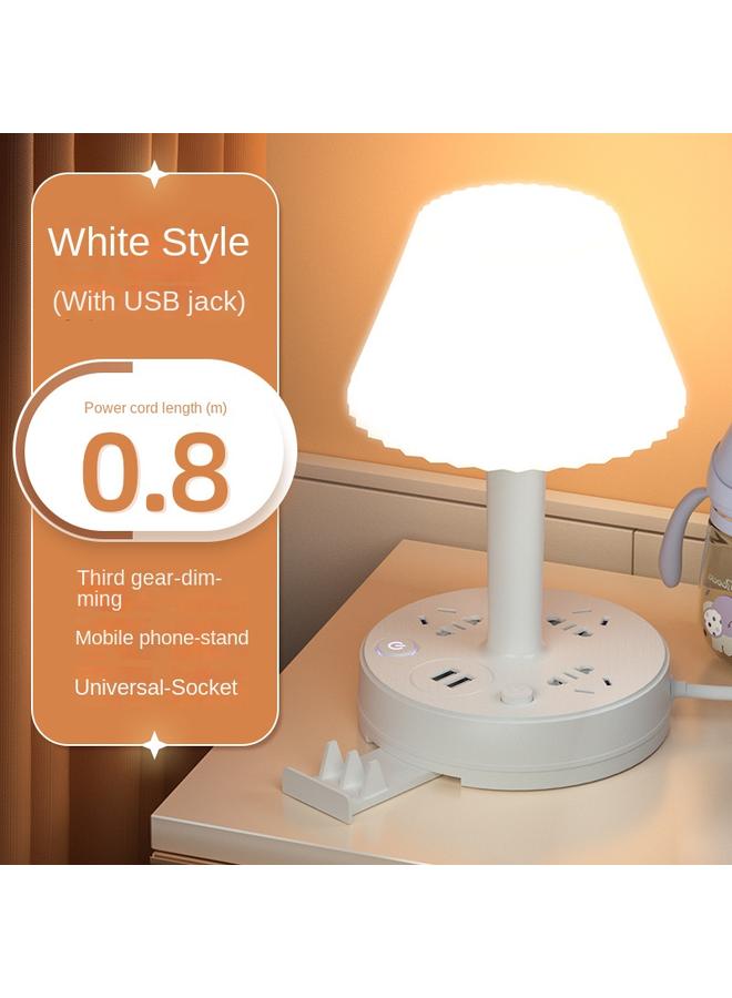 Bluejw [Three Jacks 0.8 M With USB] Eye Protection Multifunctional Desk Lamp Socket Learning Bedside Night Lamp Plug Bedside Lamp - Image 1