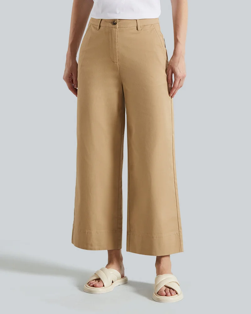GANT WIDE LEG CROPPED COTTON PANTS