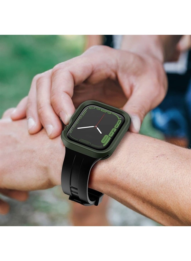 Amizee Rugged Case Compatible with Apple Watch Case Series 8/7 45mm Series 6/SE/5/4 44mm, Soft TPU Shockproof Bumper Drop Proof Protective Cover Compatible with iWatch - Army Green - Image 4