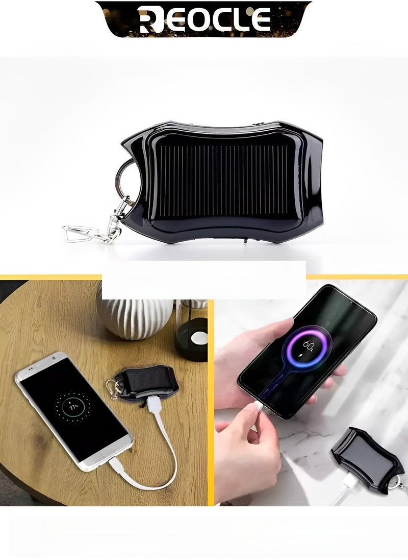 REOCLE Solar Keychain LED Flashlight Portable Small Pocket Light 1200mAh Mini Backup Power Bank USB Emergency Charging for Outdoor Activities  - Image 5