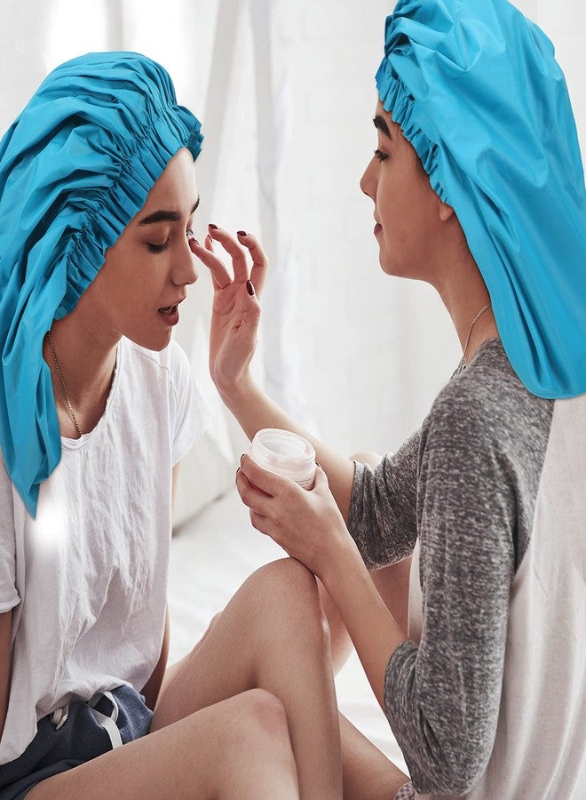 Bencailor 4 Pieces Jumbo Shower Caps, Extra Large Waterproof Shower Caps for Braids, Bath Hair Hat for Women Long Hair, Soft and Comfortable(Blank Pattern,Black, Grey, Blue, Red) - Image 5