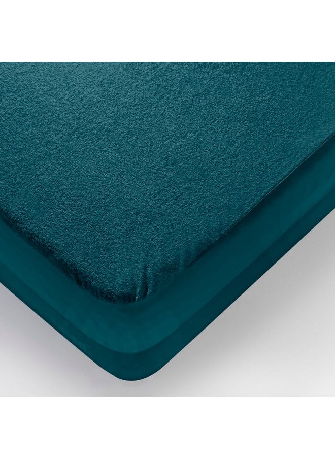 Sleepyhead - Sleepyhead Bamboo Feel Terry Waterproof Mattress Protector; (72" x 36" Inches Single Size; Deep Teal) - Image 1