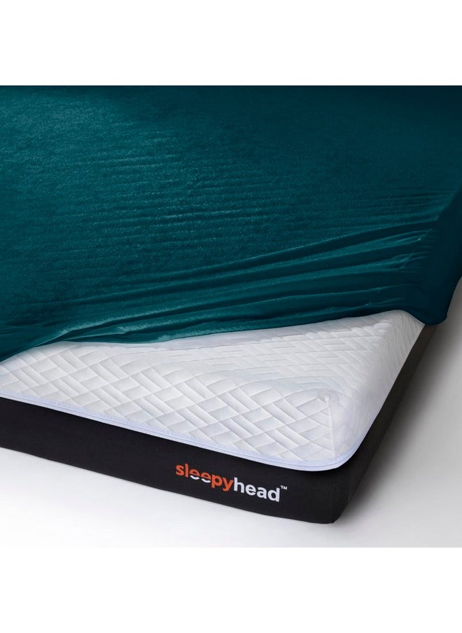 Sleepyhead - Sleepyhead Bamboo Feel Terry Waterproof Mattress Protector; (72" x 36" Inches Single Size; Deep Teal) - Image 1