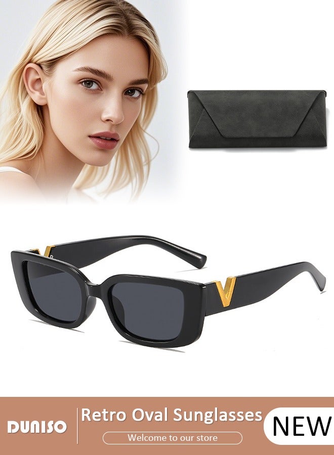 DUNISO Retro Rectangle Sunglasses for Women, Classic Driving Ladies Sun Glasses, Fashion Lightweight Square frame，Shades for female Outdoor 100% UV400 Protection,Perfect for Driving and Daily Use - Image 1
