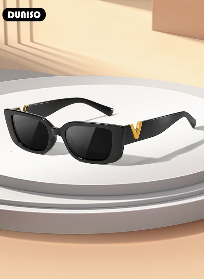 DUNISO Retro Rectangle Sunglasses for Women, Classic Driving Ladies Sun Glasses, Fashion Lightweight Square frame，Shades for female Outdoor 100% UV400 Protection,Perfect for Driving and Daily Use - Image 2
