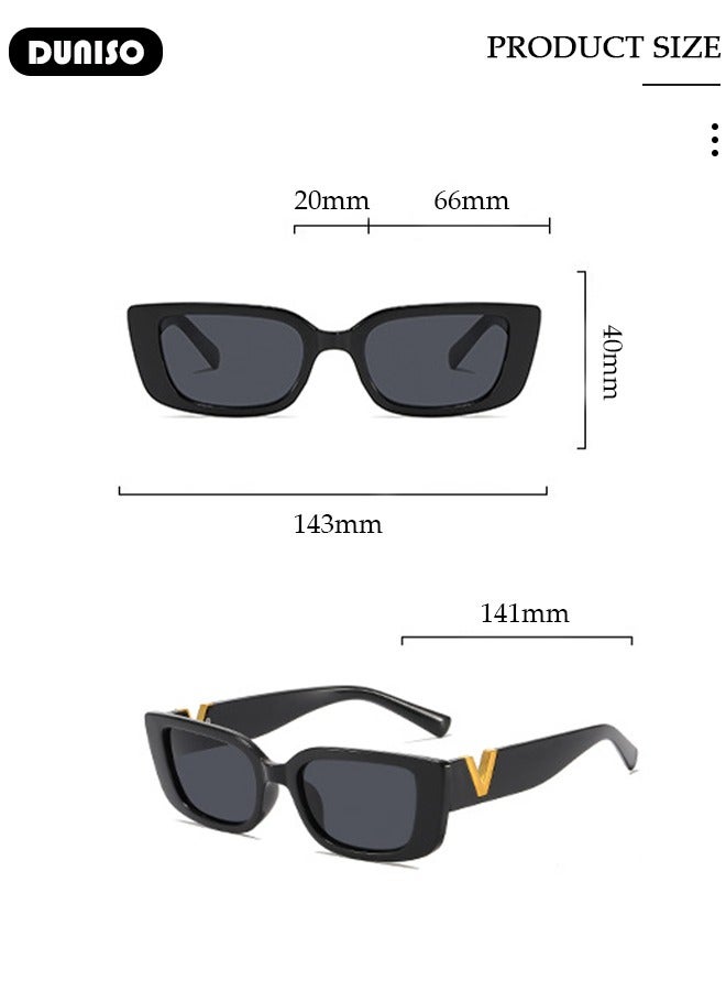 DUNISO Retro Rectangle Sunglasses for Women, Classic Driving Ladies Sun Glasses, Fashion Lightweight Square frame，Shades for female Outdoor 100% UV400 Protection,Perfect for Driving and Daily Use - Image 4