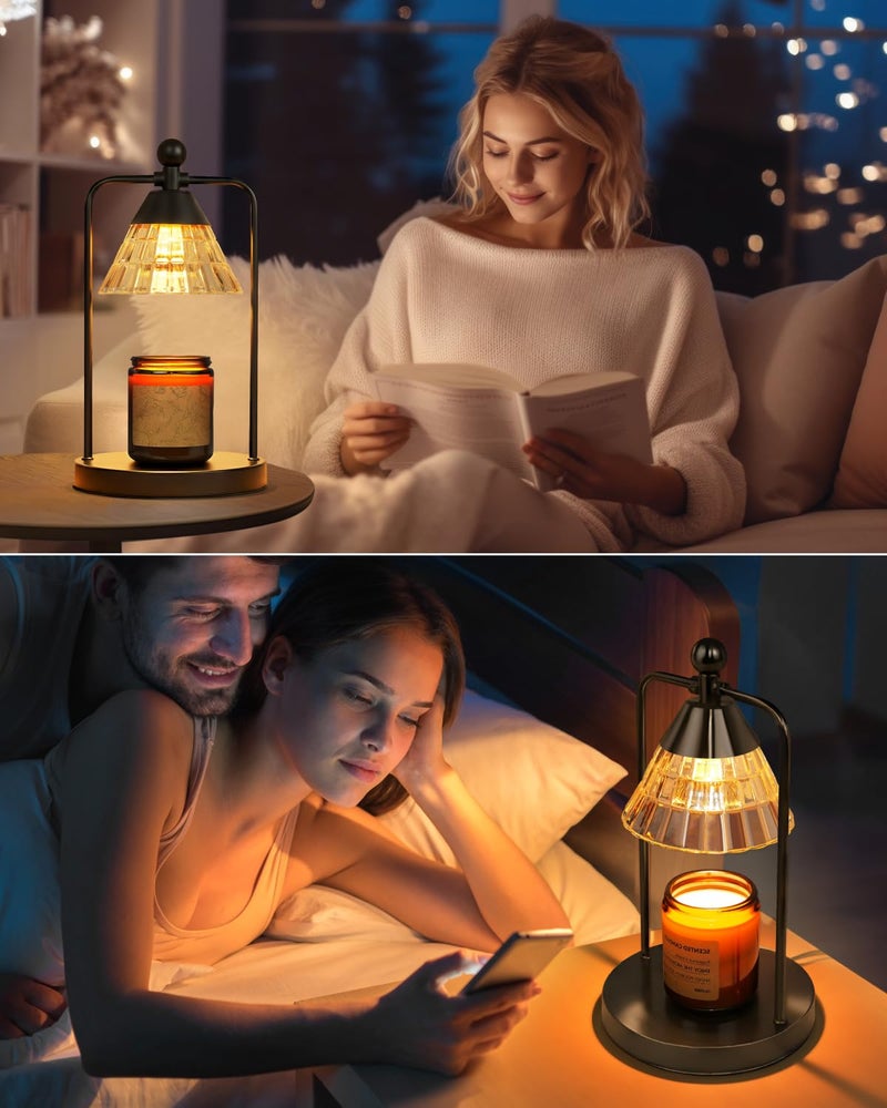 FUNNYBEHOM Candle Warmer Lamp with Timer Dimmer, Electric Wax Melt Warmer Lamp for Jar Candles Lights, Candle Lamp Warmer with 2 Bulbs, Birthday Gifts for Women, House Warming Gifts New Home Decor, Black - Image 4