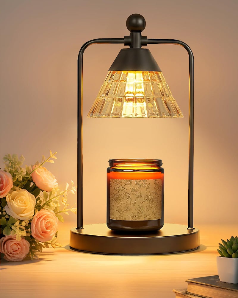 FUNNYBEHOM Candle Warmer Lamp with Timer Dimmer, Electric Wax Melt Warmer Lamp for Jar Candles Lights, Candle Lamp Warmer with 2 Bulbs, Birthday Gifts for Women, House Warming Gifts New Home Decor, Black - Image 1